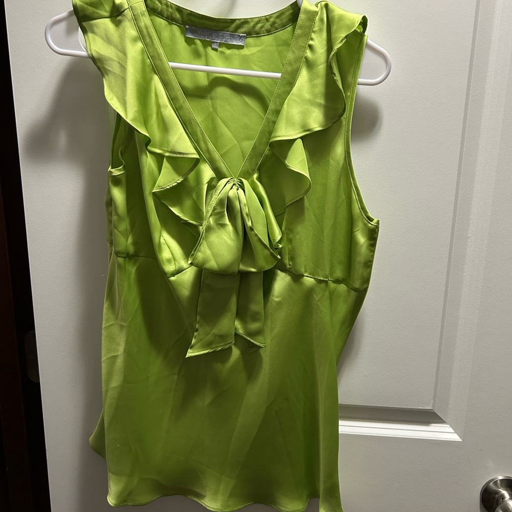 Green Sleeveless Ruffle Top